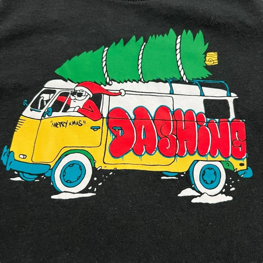 Old Navy 3T Black Christmas Tree Van Santa Shirt